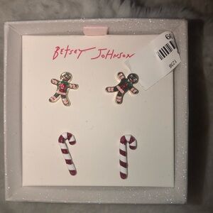 Betsey Johnson Gingerbread and Candy Cane Earrings